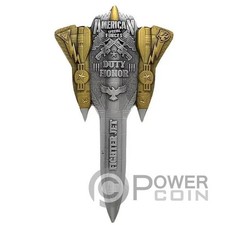 FIGHTER JET Weapons of War moneta argento dorata 2 oz 10000 franchi Ciad 2024