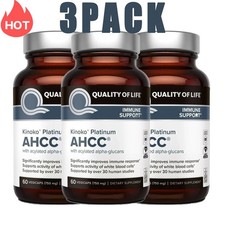 Confezione da 3 Kinoko Platinum AHCC, 60 capsule vegetali, qualità della vita