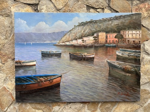 Quadro marina con - -marina, barche-