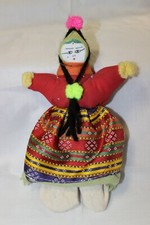 Bambola bambolina hand made  doll cm 17 souvenir Turchia ---gonna rossa multicol