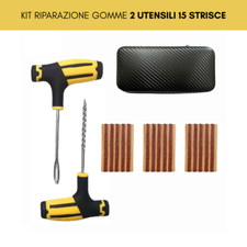 Kit Riparazione Gomme Tubeless Auto Moto Scooter | 2 Utensili e 15 striscie