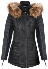 Giacca Parka In Pelle Nera Da