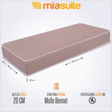 MATERASSO IGNIFUGO A MOLLE SINGOLO 80X190 H 20 CM CERTIFICAZIONE CLASSE 1 iM