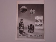 advertising Pubblicità 1939 LUBRIFICANTI EMILIO FOLTZER