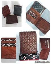 portafoglio uomo vera pelle intrecciato vintage portamonete portacarte documenti