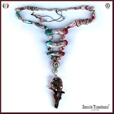 collana girocollo gioielli primitivi minimal design pietra pendente ciondolo