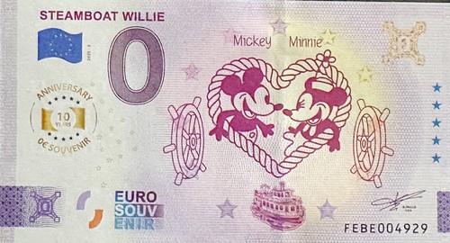 Billet euro steamboat willie - 0,