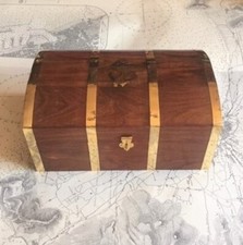 Bauletto scatola cassetta in legno con ancora intarsiata cofanetto porta fiamma