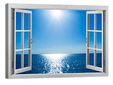 Canvashop Quadri moderni Mare con finestra cm 70x50 stampa su tela canvas natura