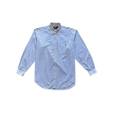 Camicia Polo Ralph Lauren Uomo L Comfort righe Azzurro Bianco Cotone Pre Owned