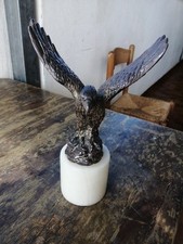Scultura Aquila In Metallo Con Base In Marmo