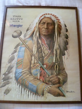 QUADRO POSTER Pubblicità Vintage JEANS  WRANGLER  Toro Seduto Nardini 50 X 62 CM