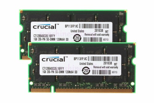 Crucial 2gb kit 1gb - 2gb, pc