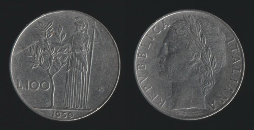 100 lire 1959 minerva italia - 100,