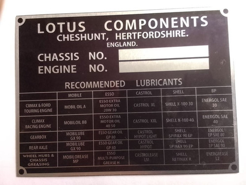 Targa lotus plate - id-plate,