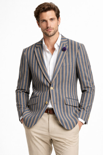 Giacca barca blu beige - blu, a