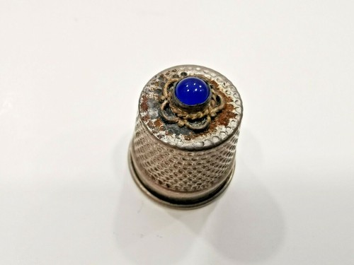Antico ditale con pietra blu - ,