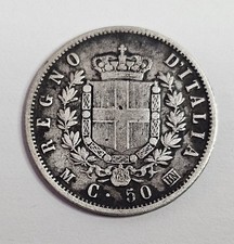 VITTORIO EMANUELE II 50 CENTESIMI  STEMMA  1863 ZECCA DI MILANO NON COMUNE