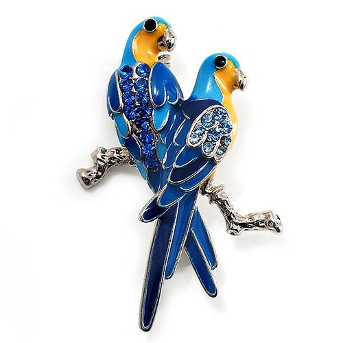 Spilla pappagallo smaltata - , blu