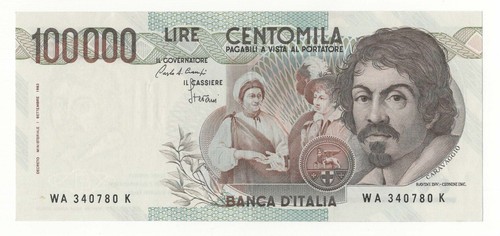 100000 lire caravaggio - 100000, i°