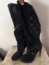 Stivali blu camoscio retati alti fino al ginocchio 40 new