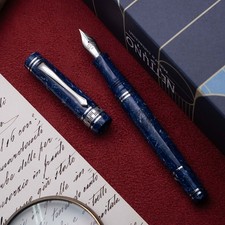 Nettuno  - Superba Sapphire LE 67/88 Celluloid Ruthenium Finish - Nib F 14K