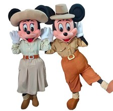 Mascotte Topolino Minnie Safari Mickey archeologi beige marrone coppia topolina