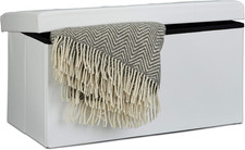 Cassapanca Contenitore, Pouf Pieghevole in Similpelle, Hxlxp 38 X 76 X 38 Cm, Pa