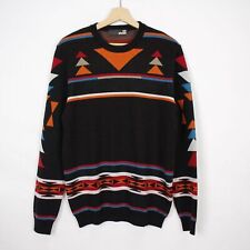 Maglione Moschino in pura lana nero con fantasia geometrica taglia M da uomo