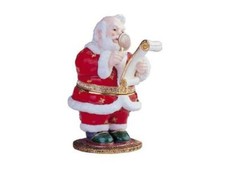 Jeweled Enamel Pewter Santa's