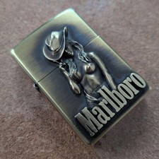 Accendino Zippo Marlboro cowgirl metallo ottone dorato