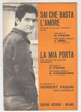 Spartito HERBERT PAGANI Sai che basta l'amore La mia porta 1962 Brel Gainsbourg