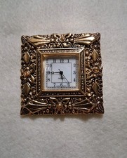 Orologio Forem Ornato Tono Oro Spilla Quarzo MOP Hong Kong Vintage Batteria Nuova