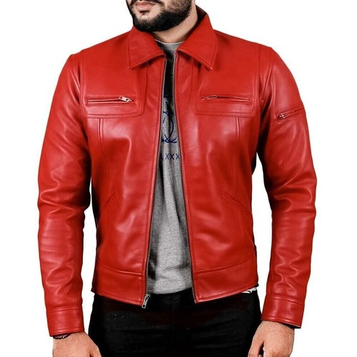 Pelle rossa giacca uomo - pelle,
