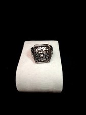 Anello Anelli Uomo Donna Argentato Fantasia leone In Lega