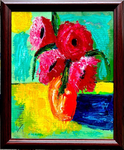 Quadro fiori rossi colorato - quadro,