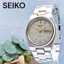 Orologio automatico Seiko 5 raro lancette in oro grigio con cinturino nuovo...