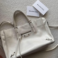 Borsa Balenciaga Le City in pelle bianca con tracolla specchio e ricevuta
