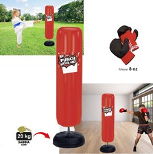 SACCO GONFIABILE BOXE CON BASE GUANTONI KARATE ARTI MARZIALI KICK BOXING150 CM h