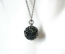 Collana donna con pendente sfera Swarovski ematite girocollo da ciondolo nero
