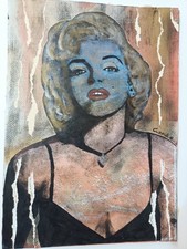 Corde Marilyn Monroe Pop Art Quadro 21,5 X 19Cm Acrilico Carta Opera Unica Firma