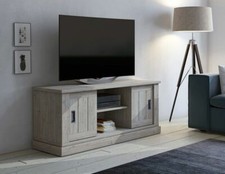 Porta Tv moderno mobile soggiorno legno laminato rovere grigio porte scorrevoli