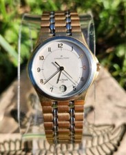 Vtg Hamilton Sea Hawk 30 Watch 32mm ETA 955.414 Quartz Two Tone 9494 RUNS FAST!!