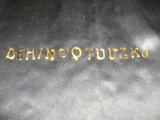 LETTERE CIFRE METALLO VINTAGE COL. ORO DA CUCIRE alt 1,5 cm x CIFRARE PELLICCE