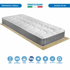 Materasso rigido singolo a molle Bonnel in acciaio 80x190 alto 19cm traspirante