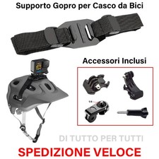 Supporto Casco Bicicletta per GoPro Cinghia Hero SJCAM DJI Fascia Fotocamera Spo