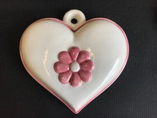 THUN FORMELLA CERAMICA 26x26cm VINTAGE ORIGINALE CUORE tara con fiore rosa 