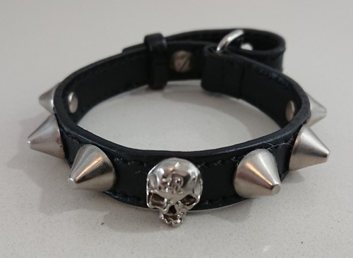 Bracciale gotico pelle nero - gotico, di