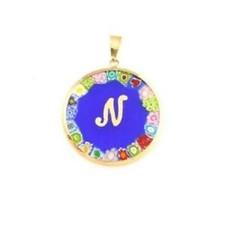 CIONDOLO MURRINA LETTERA ARGENTO PL ORO INIZIALE VETRO DI MURANO PENDENTE 18 mm 