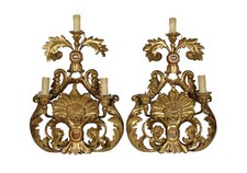 Coppia Di Appliques In Legno